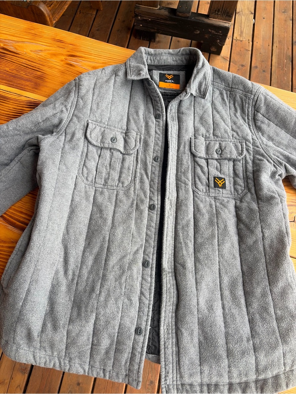 Light Gray Quilted Lightweight Shirt Jacket